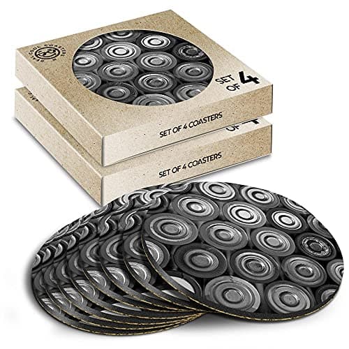 8 x Eco Boxed Cork Coasters - BW - Retro Batteries Power Bank Drink Cup Mug Glass Table Mat #38896