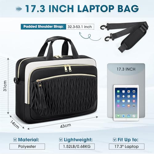 RAINSMORE 17.3 Inch Laptop Bag for Women Work Bag Large Briefcase — view 3