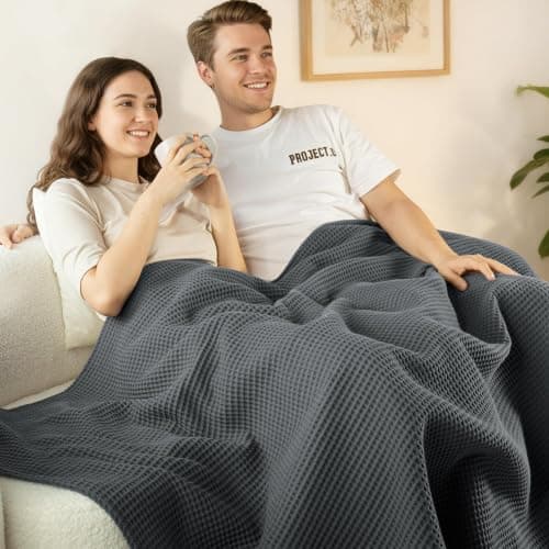 Exclusivo Mezcla 100% Cotton Muslin Double Size Blanket for Bed, Dark Grey — view 6