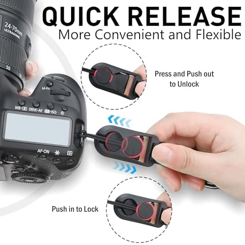 SUNYA Camera Wrist Strap for Photographers with Quick Release Buckle Paracord Rope Camera Hand Strap Compatible for DSLR or Mirrorless Camera, Black — view 3