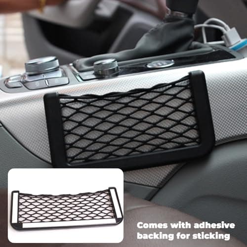 AMYXIYUAN 2Pcs Framed Stretch Mesh Net Pocket Car Storage Net Bags — view 3