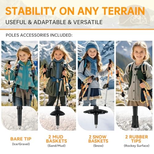 Kids Telescopic Walking Sticks,2 Pack Adjustable Trekking Poles for Hiking — view 4