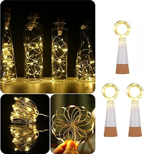 KOBWA Wine Bottle Cork Lights,USB Rechargeable 15 LED Copper String Lights, 59 Inch for DIY Bottle Decoration, Wedding, Party, Home, Outdoor, Garden, and Christmas Decor(Warm White, 3 Pack)