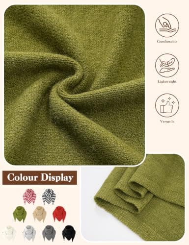 Vijamiy Wool Blend Triangle Scarf for Women, One Size, Green — view 3
