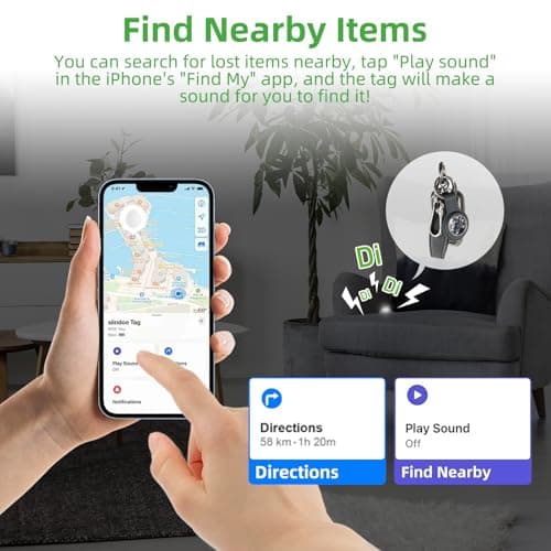 2 Pack Air Tracker Tags with Light, Key Tag Luggage Tracker Compatible with Apple Find My App (iOS Only), Item Finder for Wallets, Backpack, Suitcases, 2 Replaceable Batteries — view 4