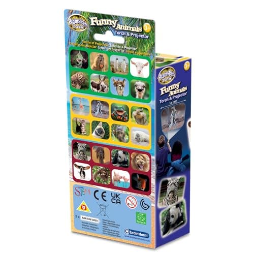 Brainstorm TOYS Stem Funny Animals Torch and Projector – 24 Adorable Animal Images, Projects Clear Pictures up to 1 Metre Wide, Interactive Educational Kids Flashlight Toy — view 3