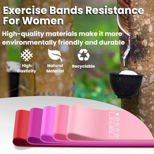 Resistance Bands, Exercise Bands Resistance Bands Set With 5 Resistance Levels, Skin-Friendly Workout Bands for Indoor Fitness, Leg Strength Training, Rehab, Gym,Yoga (Pink) — view 2