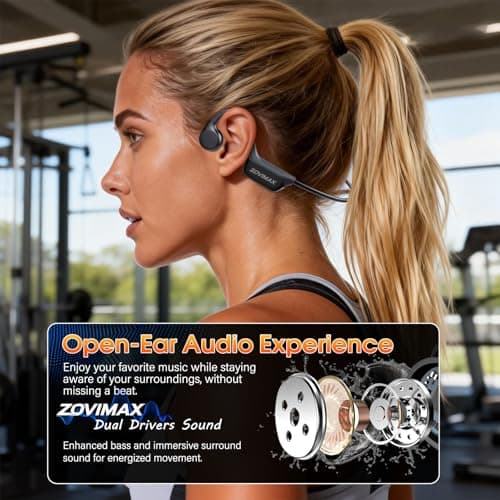 Bone Conduction Headphones,Bluetooth6.0 OpenEar Sport Earphones,Space Black — view 2