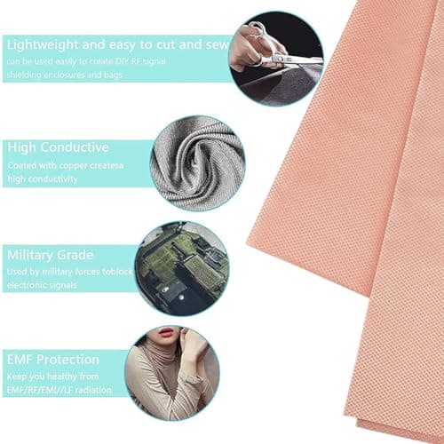 GORGECRAFT 110 * 205cm EMF Protection Fabric Shielding Diamond-Checkered EMI, RF & RFID Shielding Copper Fabric Faraday Cage Protection Diy Enclosure Wireless Shield for Wifi Cell Rfid Protect — view 3