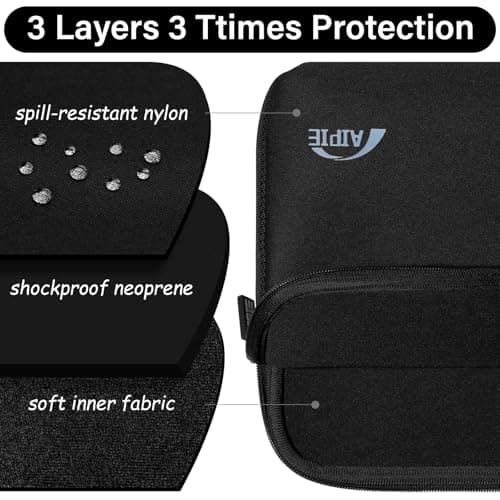 AIPIE Laptop Sleeve 15-15.6 Inch Notebook Case Bump Absorb Briefcase Carrying Bag Compatible with MacBook, Acer, Asus, Dell, Lenovo, Microsoft, HP Durable Laptop Cover, Black — view 3