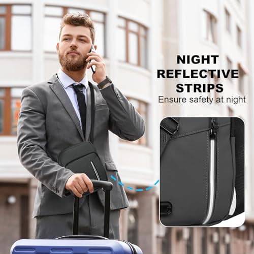 Aucuu Mens Shoulder Bag Crossbody Bag, Waterproof Men's Small Side Bag, Casual Handbag with Adjustable Strap, Oxford & Polyester, Lightweight Cross Body Bag for Daily Use, Grey — view 6