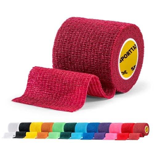 SPORTTAPE Football Sock Tape, 5cm x 4.5m, Maroon - Self-Adhesive Bandage