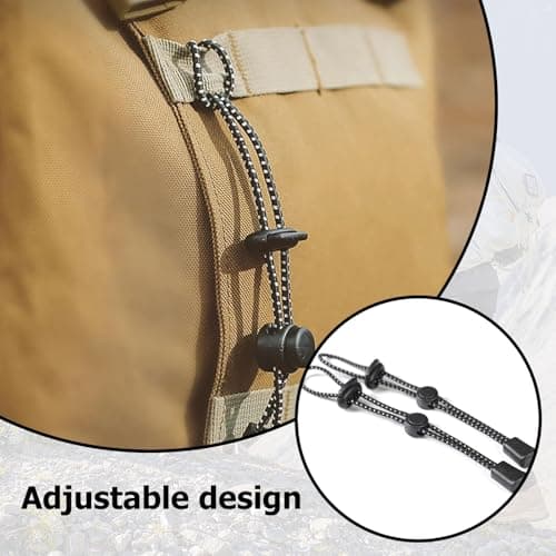 Backpack Walking Stick Holder | 4 Pcs Heavy-Duty Bungee Cord with Fixing Buckle - Secure Trekking Pole Attachment, Elastic Rope for Hiking & Camping Accessories | Quick-Clip Design (Black) (Black) — view 6
