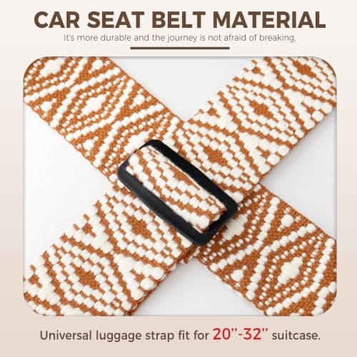 Veki Print Cross Luggage Straps with TSA Approved Lock, 1, Brown Diamonds — view 3