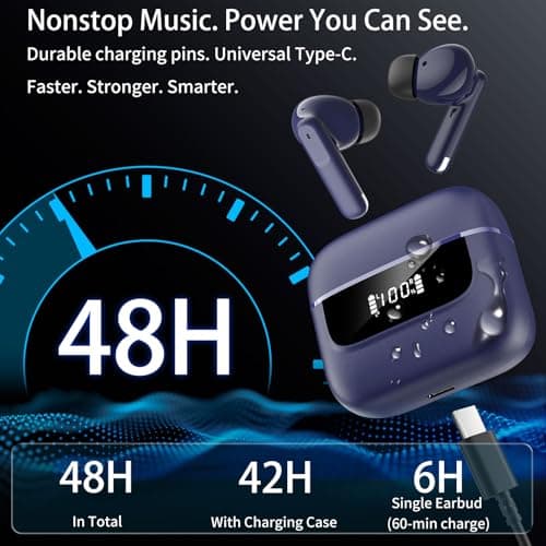 Wireless Ear buds 6-Mic Noise Canceling Large Dual LED Display 48H Playtime — view 5