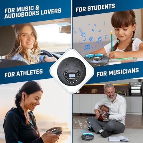 KLIM Speaker - Bluetooth CD Player With Speakers - New Version - Discman - Rechargeable Battery - Portable CD Player With Headphones - Portable - SD Card - AUX - Ideal for Car, Home — view 5