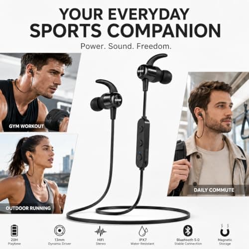 UXD Bluetooth In-Ear Headphones, Wireless Sports Earbuds — view 6