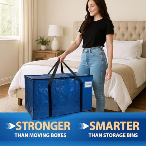 ClearSpace Heavy Duty Moving Bags or Storage Bins with Lids, Blue, 10 Pack — view 3