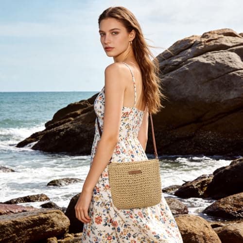 AFKOMST Women’s Straw Crossbody Bag, Small Woven Shoulder Bag with Adjustable Strap, Lightweight Wicker Summer Beach Handbag for Holiday Travel Picnic Daily Use — view 2
