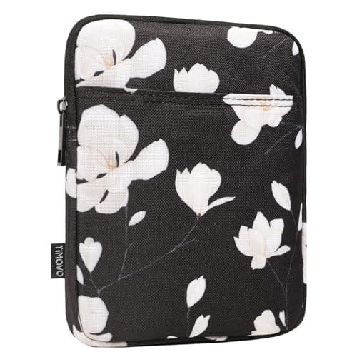 TiMOVO 6-7 Inch Sleeve Case for eReader, Black&White Magnolia