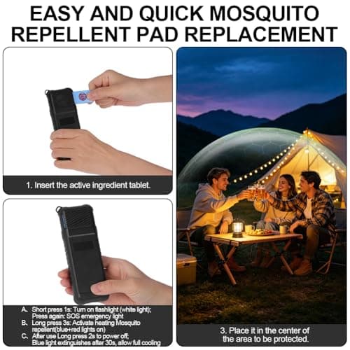AOOWU 3-in-1 Electric Mosquito Repellent with 20PCS tablets, Portable Mosquito Repeller, Double-Sided Insect Repellent with Camping Lantern & Power Bank Function, for Outdoors, Camping, Backpacker — view 6