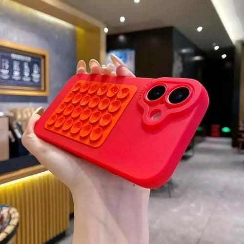 Silicone Sticky Suction Pad Phone Holder – Reusable Anti-Slip Grip Mount for Car, Desk, Wall, or Dashboard, Strong Suction Phone Stand (red)