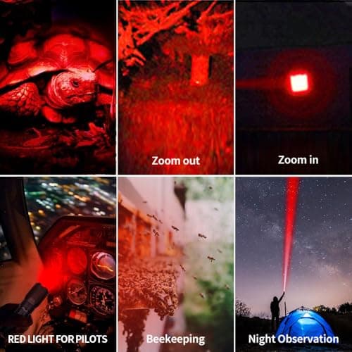 YZYOE Rechargeable Red Light Flashlight，Tactical Flashlights， 2 in 1 White Lights and LED Red Hunting Light，2 Modes, Coon Hunting Lights， Detector,Night Observation, Astronomy, Aviation. — view 2