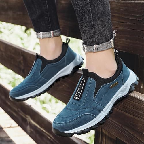 Daladder Walking Orthopedic Shoes,Men's Waterproof Breathable Orthopedic Walking Hiking Shoes Slip on Sneakers (Blue,9) — view 2