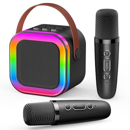 Dislocati 3-12 Year Old Boy Gifts, LED Karaoke Machine 2 Mics Adults & Kids