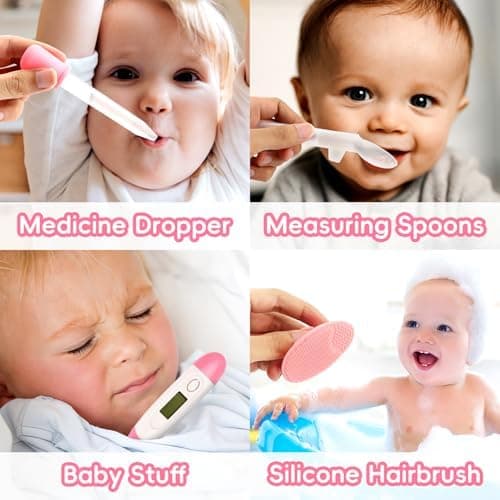 Qunlions life Infant Safety Care Set with Hair Brush Comb Nail Clipper, Baby Essentials Kit for Newborn Girls Boys (Pink) — view 5