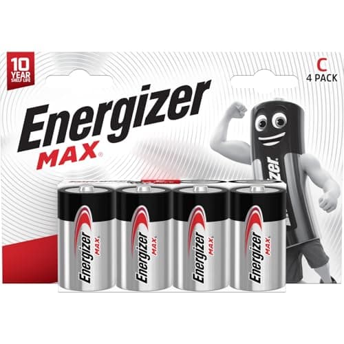 Energizer Max C Batteries (4 Pack) - 1.5V Battery LR14 - Long Lasting Power - Kids Toys, Radios, Flashlights, Torches, Lanterns, Portable Medical Devices and Monitors - 10 Year Shelf Life