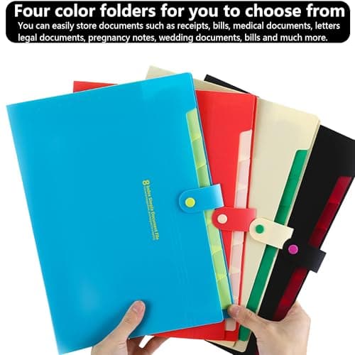 Pack of 1 A4 Document Folder with 8 Compartments, Expanding Folder, A4 Document Bags for Home, Office, School and Travel (Beige) — view 5