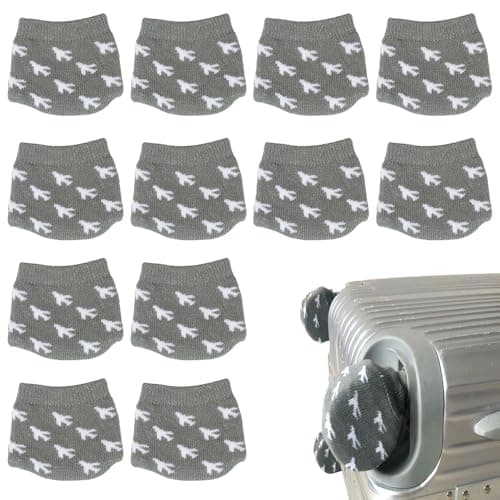 TWZKXC Luggage Wheels Cover Socks, 12 Pack Anti Dust Scratch Luggage Compartment Wheel Protection Cover Full Wrap Fabric Protector Universal Sleeve Case for Suitcase Prevents Floor Bed Dirt, Black