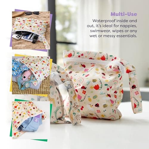 Bambino Mio Waterproof Wet, Dry Bag for Cloth Nappies, (Sunshine Friends) Swimwear & Essentials – Holds 3 Nappies | 29.5cm x 28.5cm, Baby & Toddler — view 5