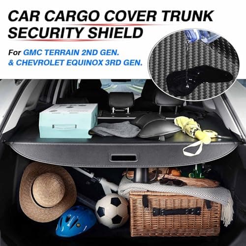 Powerty Cargo Cover for 2018-2023 2024 Chevy Chevrolet Equinox/GMC Terrain Accessories Retractable Trunk Cover All Weather Shielding Shade Cargo Luggage Cover Carbon Fiber — view 2