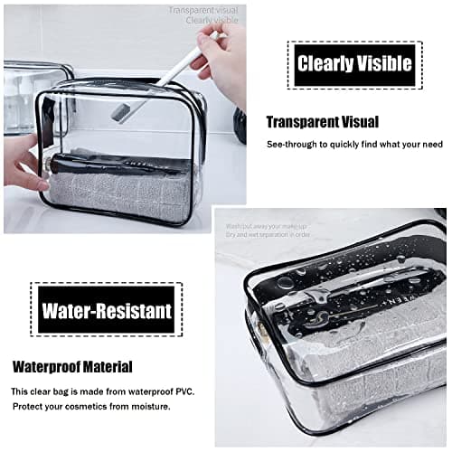 MODENGKONGJIAN TSA Approved Clear Travel Toiletry Bag, Rose Gold, 7.7 x 5.9 x 2.5 inch, Clear Toiletries Bags — view 4