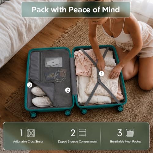 Kono Medium Suitcase 24 Inch, Durable Checked Luggage for Holiday Travel — view 3