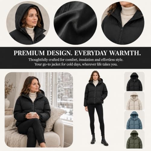 Lcyu Winter Jackets Puffer Coats Ladies Hood Waterproof Quilted Down Jacket — view 4