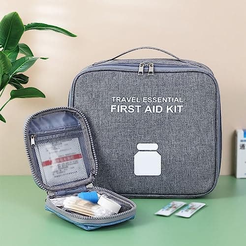 siduytin Emergency Kit Organizer Zipper Waterproof Empty Storage Bag Classification Pockets Oxford Cloth Travel Package Case, Red Small — view 4