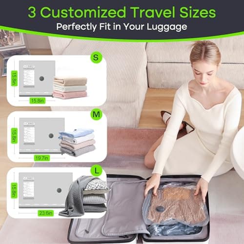 Vacbird Vacuum Storage Bags, Reusable Space Saver Bags with Electric Air Pump, Double Zip and Airtight Valve for Travel, 9 Pack — view 5