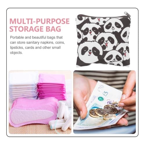 VALICLUD 1 Sanitary Pad Storage Bag, Period Pouch with Panda Print Zipper — view 2