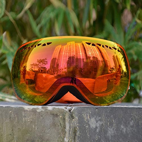 Supertrip Ski Goggles Men & Women Skiing Snowboard Goggles Over Glasses Interchangeable Lens UV400 Protection Anti-fog Snow Skate Goggles Orange Revo Red (VLT 31%) — view 6