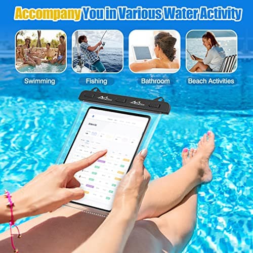 MoKo Waterproof Tablet Case, Tablet Pouch Dry Bag Compatible with iPad 9th 2021, iPad mini 6, iPad Air 5 2022, Air 4 10.9, Air 3 10.5, iPad Pro 11/10.5, iPad 10.2/9.7, Galaxy Tab A7/A8, Clear — view 6