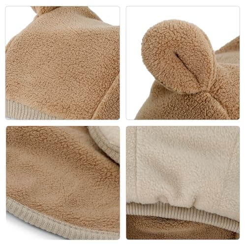 MASOCIO Toddler Hat Winter Warm Balaclava Infant Baby Boys Girls Knitted Thermal Snood Scarf 12 18 Months 2 3 4 Years Kids Children Bobble Beanie Age 1-5 Years Brown — view 4