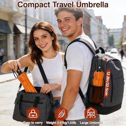 ZOMAKE Compact Umbrella Windproof,Travel Small Umbrella (46in-Orange) — view 3