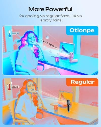 Otlonpe Handheld Mist Fan Portable, Powerful High Speed, Small Personal Rechargeable Cooling Misting Fan Water Spray Mister, 4000mAh Battery Operated for Travel Indoor Outdoor Hand Desk (Purple) — view 3