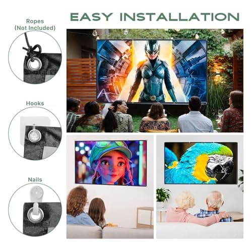 AAJK Alr Outdoor Projector Screen, 4K Movie Projector Screen, 16:9, HD Foldable Anti-Folding Portable Projector, Movie Screen for Home Theater, Outdoor Indoor (80 Inch Pro) — view 5