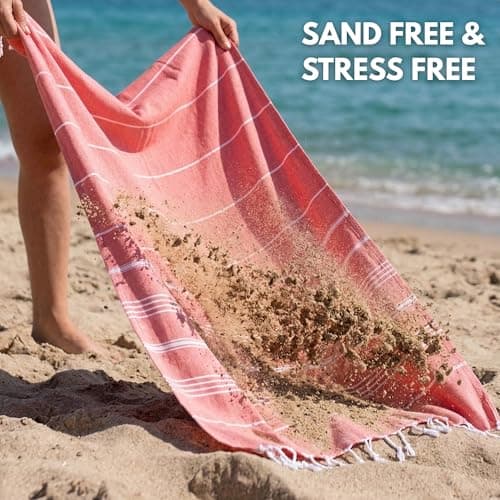 Turkish Beach Towel - Travel Towel 100x180cm Large Turkish Hammam Peshtemal Towel - Super Absorbent, Quick Dry, Sand Free, Lightweight, Compact Towels for Swimming, Bath, Gym, Sauna (Silver Grey) — view 4