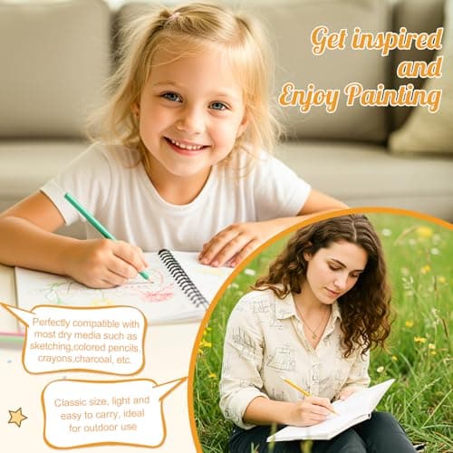 A5 Sketch Book for Kids, 160gsm Hardcover Spiral Drawing Pad, 60 Sheets — view 6