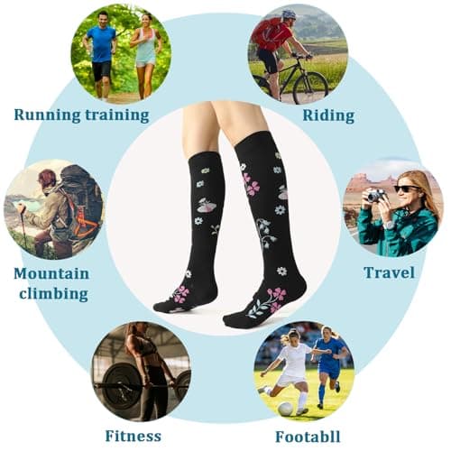Zuimei 4 Pairs Compression Socks for Women 20-30 mmHg Flight Sock L — view 5
